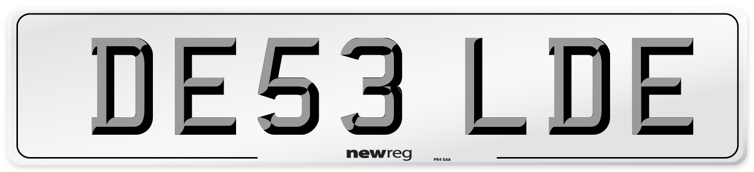DE53 LDE Number Plate from New Reg